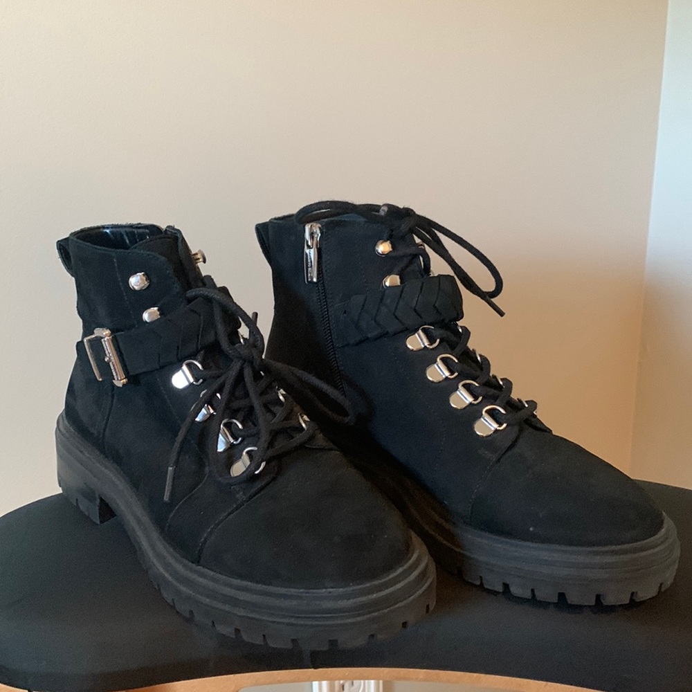 Vince Camuto black suede lug boot 7